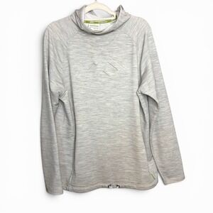 Kathmandu Gray Pullover Hoodie Medium Merino Wool Blend Drawcord Hem Outdoors